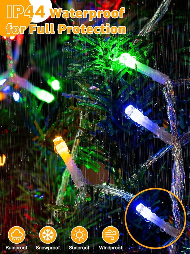 Christmas String Lights Indoor 1200LED 196FT Waterproof Outdoor String Lights with Remote and Timer 8 Modes Dimmable Christmas Lights for Indoor Outdoor Party Holiday Decorations (Multicolor)