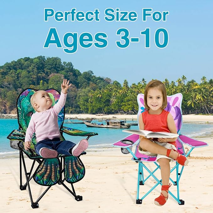 KABOER Kids Outdoor Folding Lawn and Camping Chair with Cup Holder and Carrying Bag Children's Camping Chairs