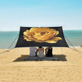 ALAZA Gold Rose Flower Beach Tent Sun Shelter UPF50+ Protection Beach Shade Canopy w/ 4 Sandbags for Outdoor Camping Fishing Backyard Fun Picnic 10x9 ft