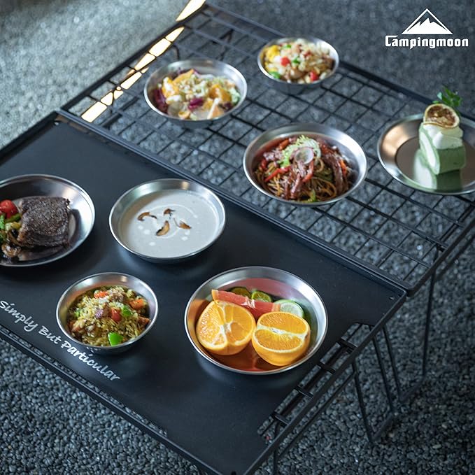 Camping Moon S395 Tableware Camping Plate Stainless Steel Tableware Set Canvas Case Included