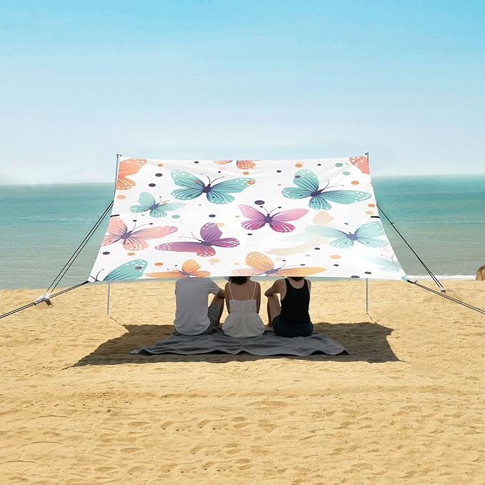 ButterflyCamping Sun Shelters 9.2 x 10.5 FT Beach Canopy Tent Sun Shade with Carrying Bag for Camping Trips Fishing Backyard Fun or Picnics 21340574