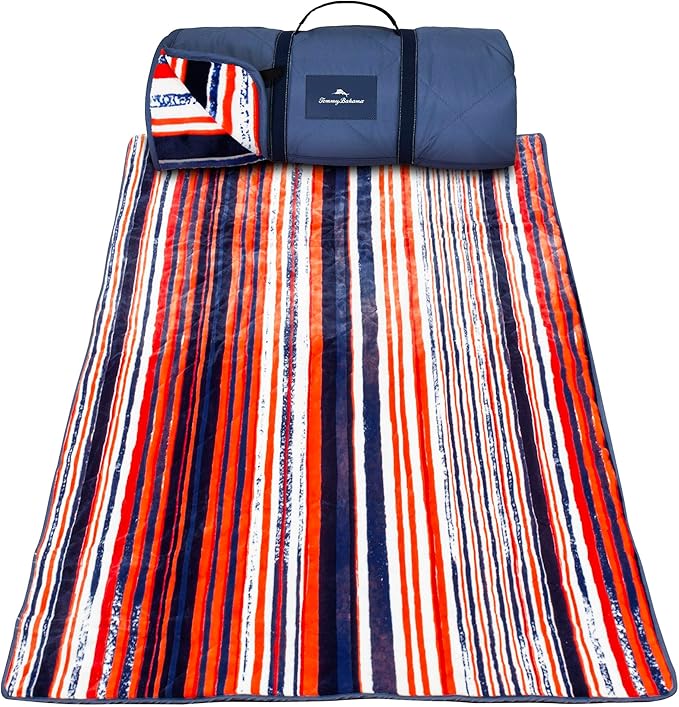 Tommy Bahama Outdoor Waterproof Picnic Blanket - Lightweight Portable Design with Carry Strap - Perfect for The Beach Park Camping Concerts and More 50 x 70