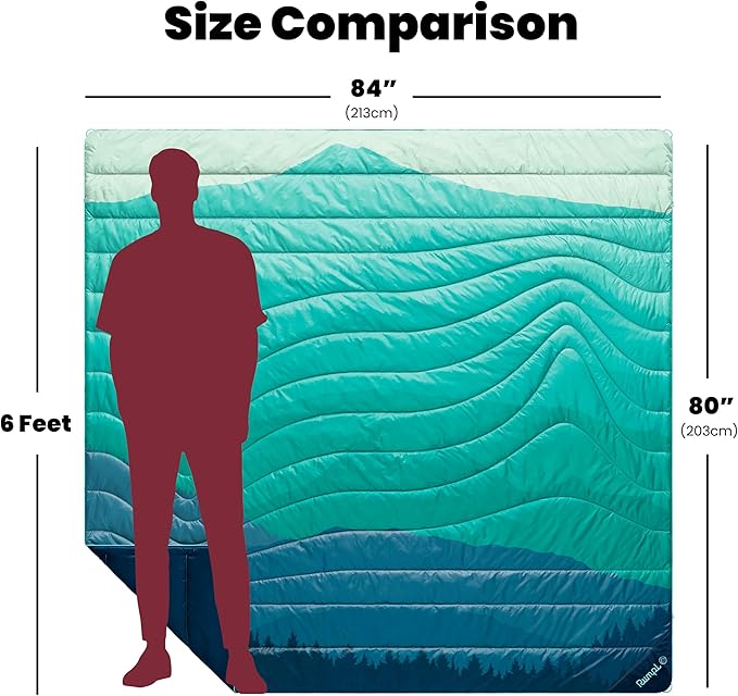 Rumpl Original Puffy 2-Person Blanket for Camping and Outdoors Seascape Ridge Mountains