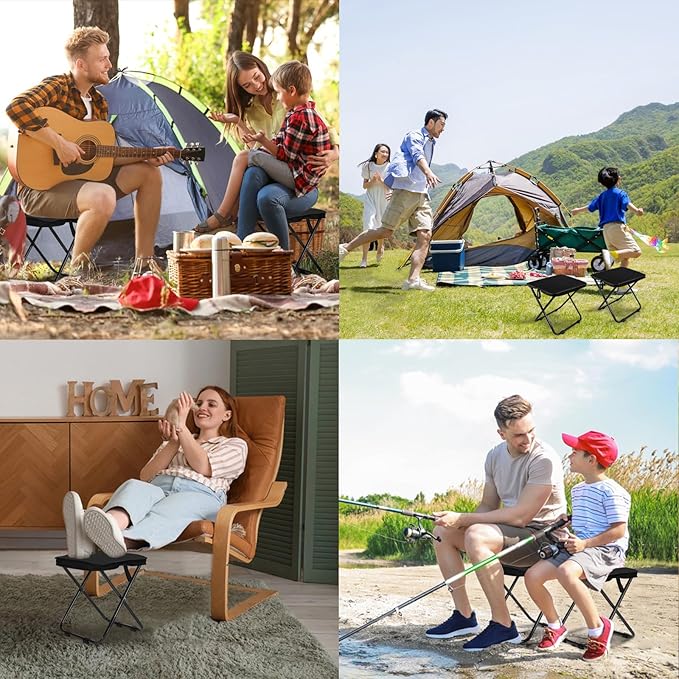 2 Pack Camping Stool 13 Inch Portable Folding Stool for Adults Lightweight Small Foldable Stools for Fishing Hiking Outdoor Gardening