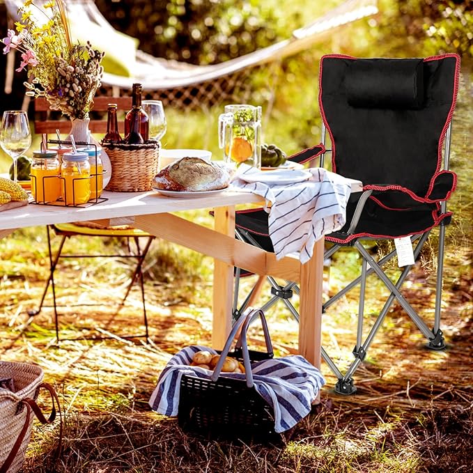 YSSOA Removable Footrest Reclining Camping Chair 1-Pack Black