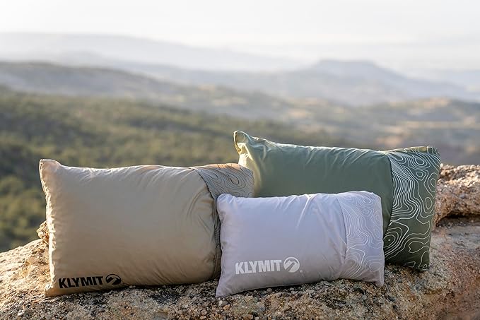 KLYMIT Drift Camping Pillow | Lightweight Travel Head Rest for Sleep Filled with Shredded Memory Foam Reversible Outer Cover for Extended Use Regular Size — Orchid