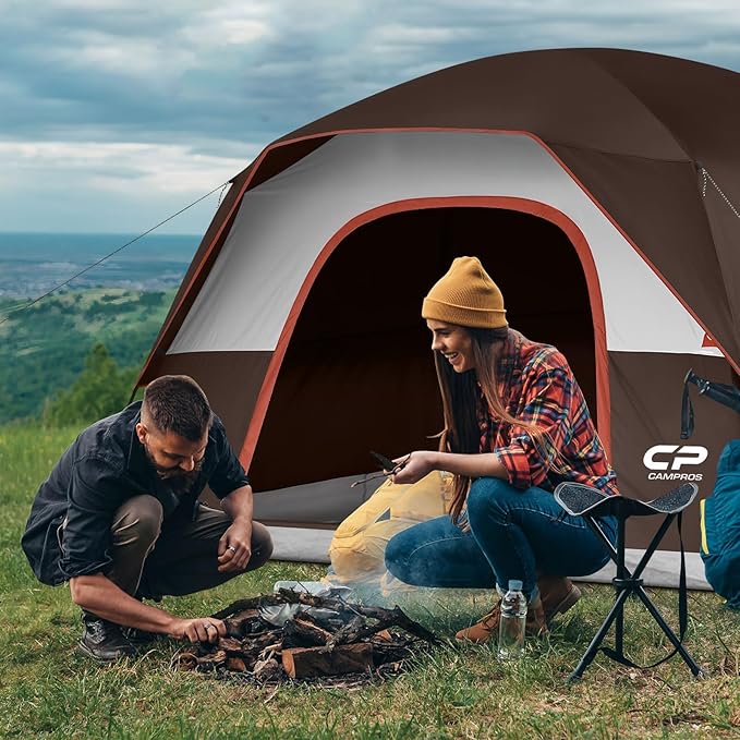 Tents for Camping 4 Person Tent Waterproof Windproof Double Layer Camping Tent Easy Setup Dome Tent with Large Mesh Windows &amp Wider Door for Outdoor Camping &amp Hiking