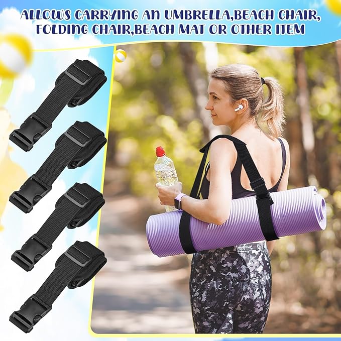 Sanwuta 10 Pcs Adjustable Beach Chair Carry Straps Universal Folding Chair Shoulder Strap for Beaches Camping Scooter Bikes Backpacking Picnics Outdoor