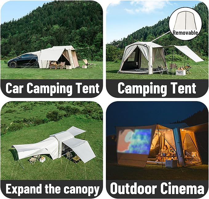 Naturehike Car Camping Inflatable Tent 4 Ways to Use - Easy Setup SUV Tent for Family Camping Waterproof &amp Sun Block Car Shade with Screen for Outdoor Cinema Pinic Fishing with Storage Bag