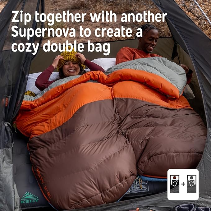 Kelty Supernova Down Sleeping Bag Compact + Lightweight Roomy Shape for All Body Types and Sleep Positions Recycled Shell Fabrics