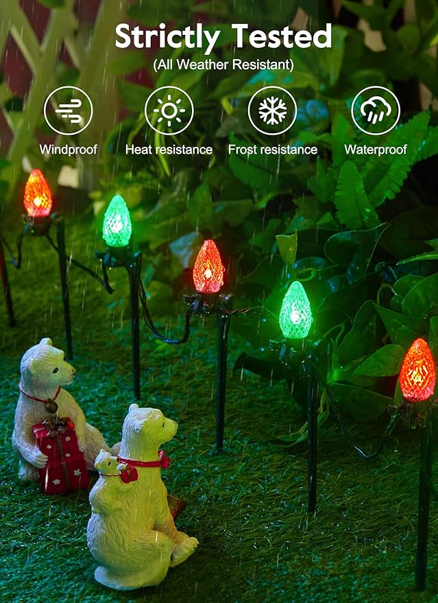 Brightown Smart C9 LED Christmas Lights Outdoor House 50Ft 75 LED RGB Christmas Pathway Lights with 58 Preset Modes App or Remote Control Music Sync Memory and Timer Function for Indoor/Outside