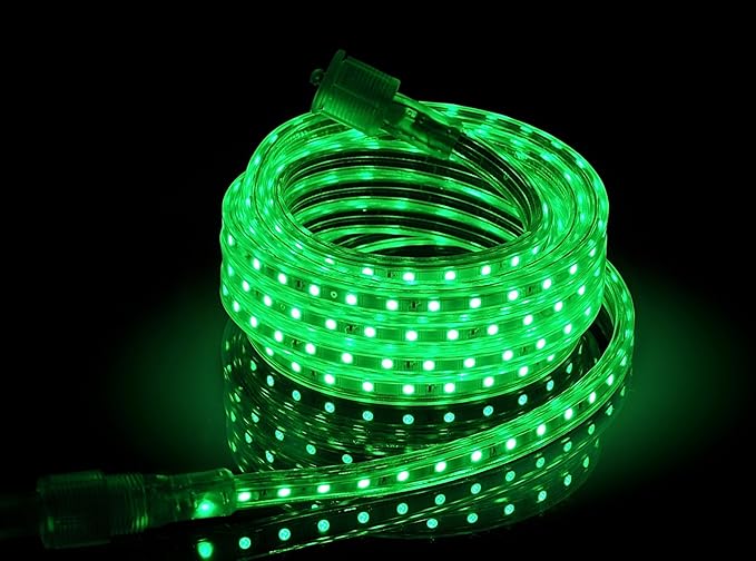 CBConcept UL Listed 164 FeetSuper Bright 45000 Lumen Green Dimmable 110-120V AC Flexible Flat LED Strip Rope Light Commercial Grade Indoor Outdoor use Ready to plug n shine