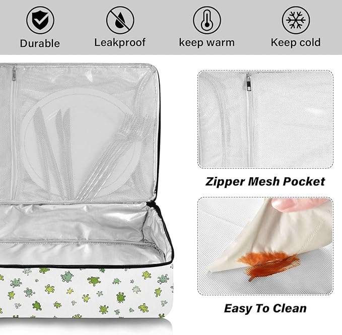 Casserole Carrier Little TurtleInsulated Casserole Carrier for Hot or Cold Food Thermal Lunch Tote for Potluck Parties Picnic Beach Fits 9 x 13 Inches Baking Dish