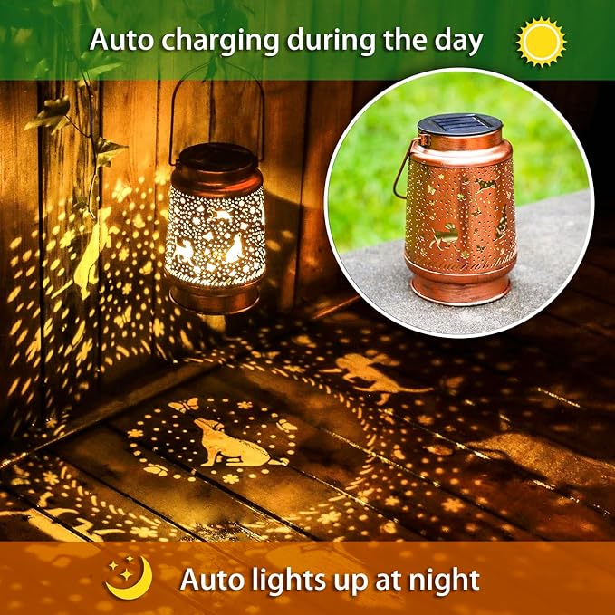Dog Solar Lanterns Outdoor Waterproof Hanging Solar Lights Dog Gifts for Women Men Metal Decorative LED Lanterns for Yard Patio Lawn Tabletop Pathway Landscape Garden Decor Dog Lovers Gifts