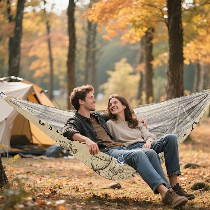 OTVEE Camping Hammock Enjoy Wine in Bathtub Portable Hammocks 500lb Upgraded Thickened Durable Single Hammocks with Tree Straps &amp Travel Bag for Camping Outdoor Indoor Patio Backyard