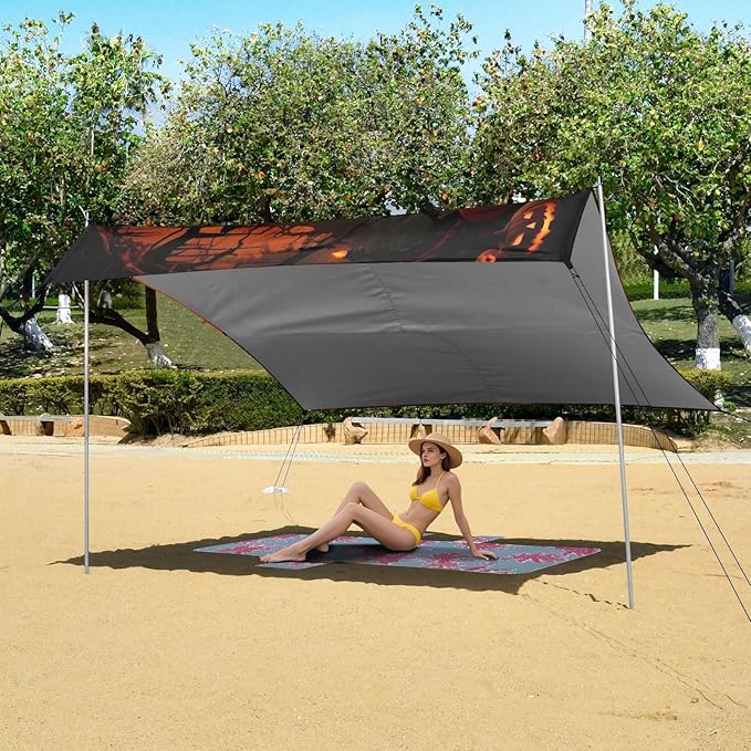 Halloween PumpkinCamping Sun Shelters 9.2 x 10.5 FT Beach Canopy Tent Sun Shade with Carrying Bag for Camping Trips Fishing Backyard Fun or Picnics 21341519