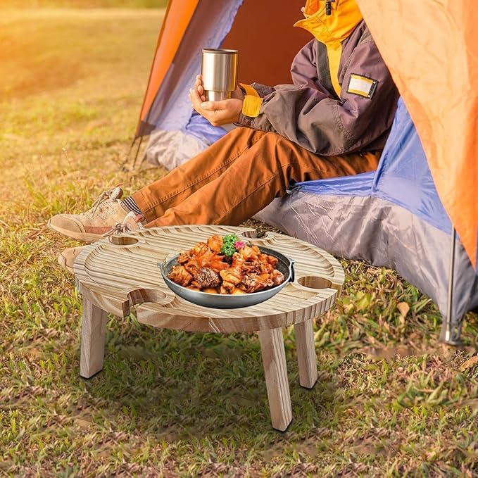 Portable Picnic Table Mini Picnic Table Foldable Camping Wooden Picnic Essentials Snack Tray Table Cooking Hiking Fishing Outdoor Camping Table Portable Camping Table Foldable Camping Table