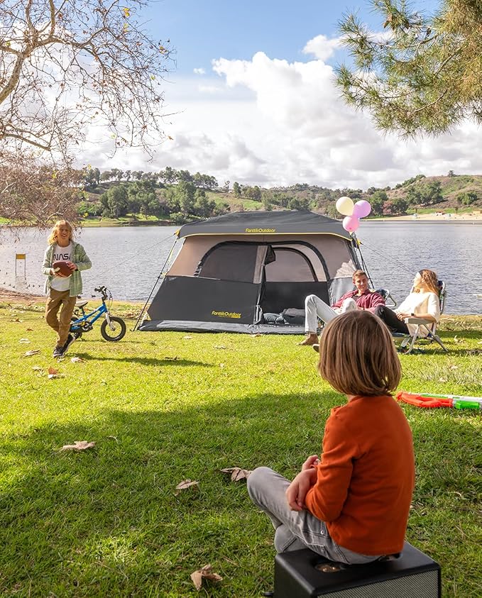 FanttikOutdoor Instant Cabin Tent 6/8/10/12 Person Camping Tent Setup in 60 Seconds with Rainfly &amp Windproof Portable with Carry Bag for Family Camping &amp Hiking Upgraded Ventilation Khaki