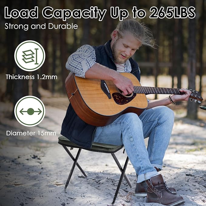 MOONCY Portable Stool 13 Inch Small Folding Stool for Adults Ultralight Green Camping Stools for Hiking and Fishing Hold Up to 265 LBS