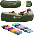 Nevlers Military Green Inflatable Lounger | No-Pump Blow Up Couch | 210T Polyester Outdoor Lounger for Use as Music Festival Essentials | Air Couch Inflatable Chair for Kids w/ 450 lbs. Capacity