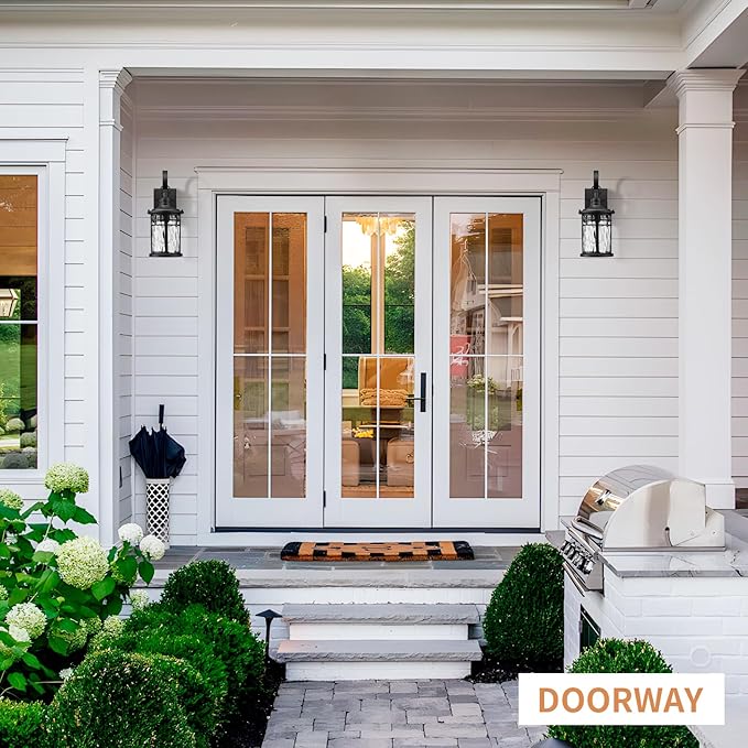 Darkaway Outdoor Wall LightsExterior Lighting Fixtures Wall Mount Porch Lights Waterproof Outdoor Sconce with Water Ripple Glass for House Patio Hallway Garage