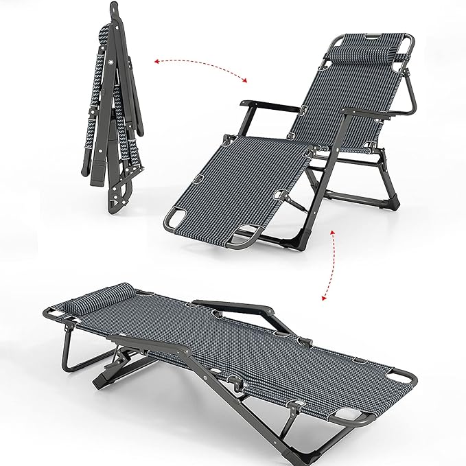 Deck Chair FoldingZero Gravity Lounge Chair Garden Chairs Zero Gravity Chairs Gravity Chairs Reclining Patio Lounge Chair Outdoor Adjustable Reclining Camping Chair Su
