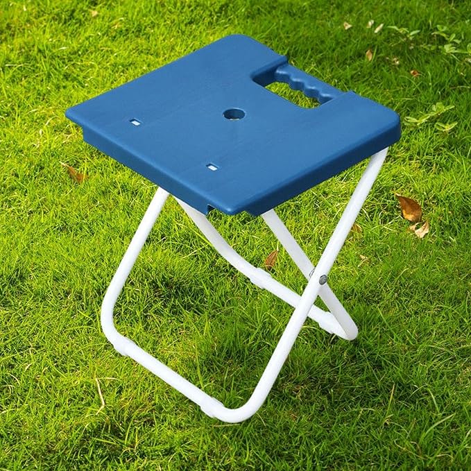 Foldable Stool Fishing Chair Multifunctional Easy to Carry Outdoor Portable Seat Train Seating Stool for Balcony Traveling Blue