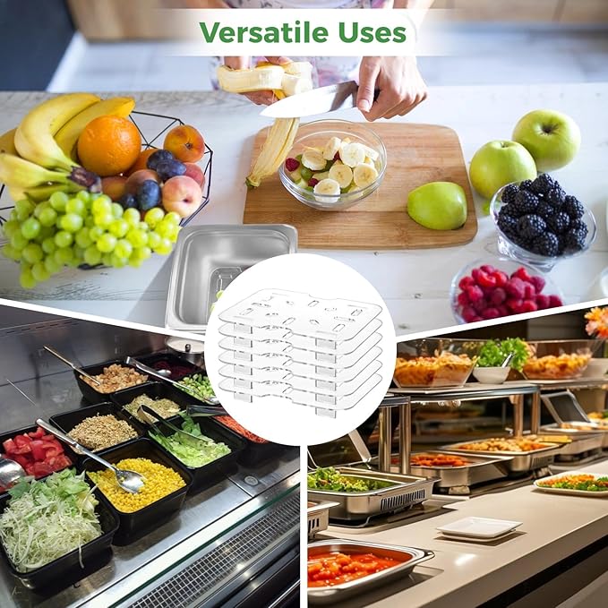 Clear Drain Shelf 24 Pcs for Food Pan 1/6 Size Acrylic Plastic Drain Tray for Fruit Vegetables Kitchen and Restaurant