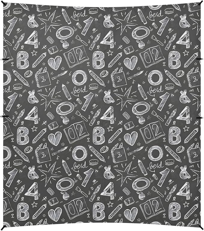 Camping Sun Shelters Chalk Drawn Sketches Numbers and Scribbles Beach Canopy 126 * 110.2in