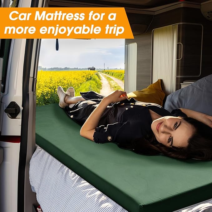 CYMULA Camping Cot Mattress 2in Memory Foam Sleeping PadSoft Warm Non-Slip Camping Mattress Topper with Retaining for AdultsPortable Roll up Pad for Travel(75 x30)（only Mattress）
