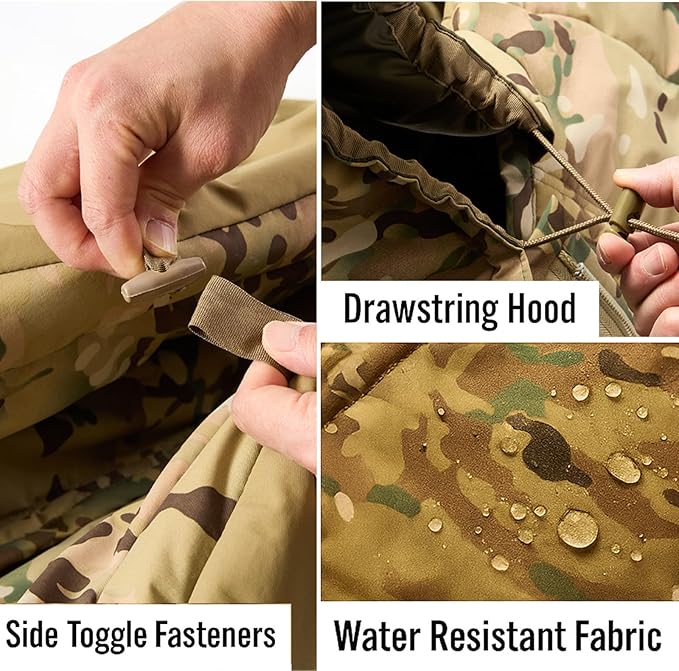 MT British Army Pattern 1958 Style Sleeping Bag – Military Tactical Roll-up Sleep System with Compression Sack Waterproof &amp Warm Outdoor Survival Gear OD/Multi-Terrain