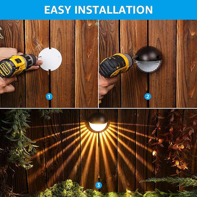 LEONLITE Unique Rays LED Low Voltage Deck Lights Outdoor 12V Landscape Step Railing Fence Light Aluminum 3000K Warm White IP65 Landscape Deck Light for Backyard Oil Rubbed Bronze Pack of 6