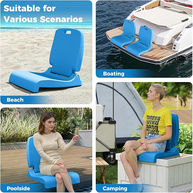 GYMAX Foldable Poolside Chairs for Edge of Pool Portable Pool Chair with Handle Drainage Hole Lightweight Folding Flip Seat for Beaches Camping Fishing Tailgating Lawn (Blue1)