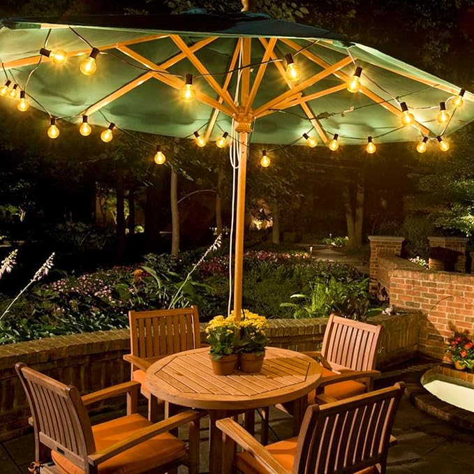 Mlambert 100Ft LED Outdoor String Lights Dimmable G40 Globe Patio Lights with 50+3 Waterproof Shatterproof Bulbs for Backyard Porch-Brown Cord 1 Pack
