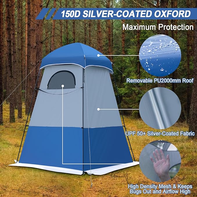 Camping Shower Tent 7.9 FT Extra Tall Oversize Privacy Tent Portable Outdoor Bathroom Toilet Tent with Floor Easy Set Up Privacy Shelter for Dressing Hiking Fishing UPF50+