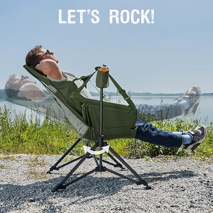Portal Hammock Camping Chair Portable Outdoor Swinging Chairs Rocking Chair for Adults with Adjustable Back and Height for Lawn Backyard Patio Supports 400 lbs Mesh High Back Green 2 Pack