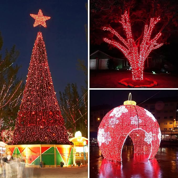 Solar Christmas String Lights Outdoor Waterproof 2PK 500LED 180FT Twinkle Lights IP65 Waterproof Solar Powered LED Fairy Light with 8 Modes for Christmas Tree Wedding Garden Decoration Red &amp Whi