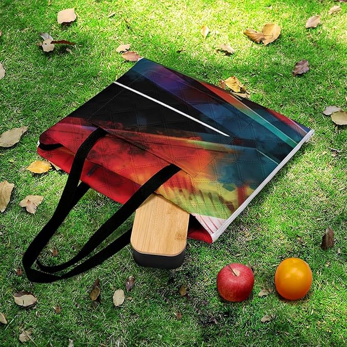 Zipper Colorful Piano Keyboard Music Style Picnic Mat Suitable for Travel Camping Park Or Home Use