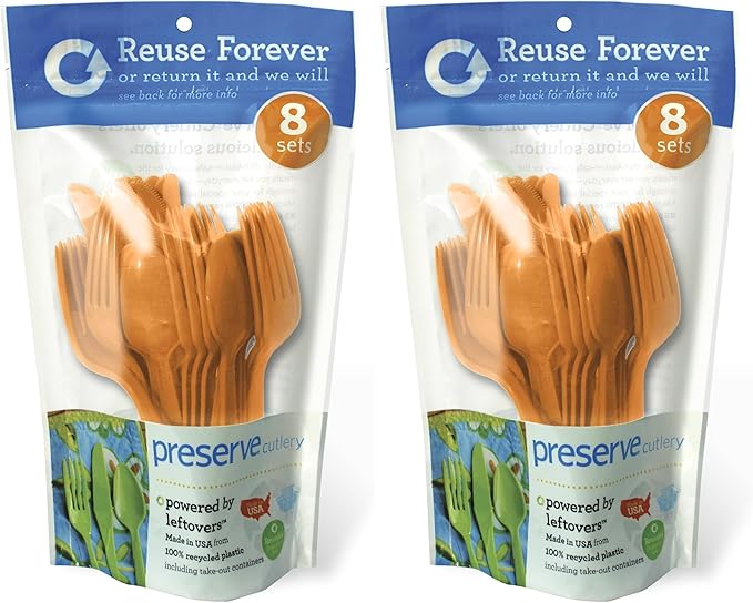 Preserve Go Cutlery 24 Piece Set Orange (Pack of 2)