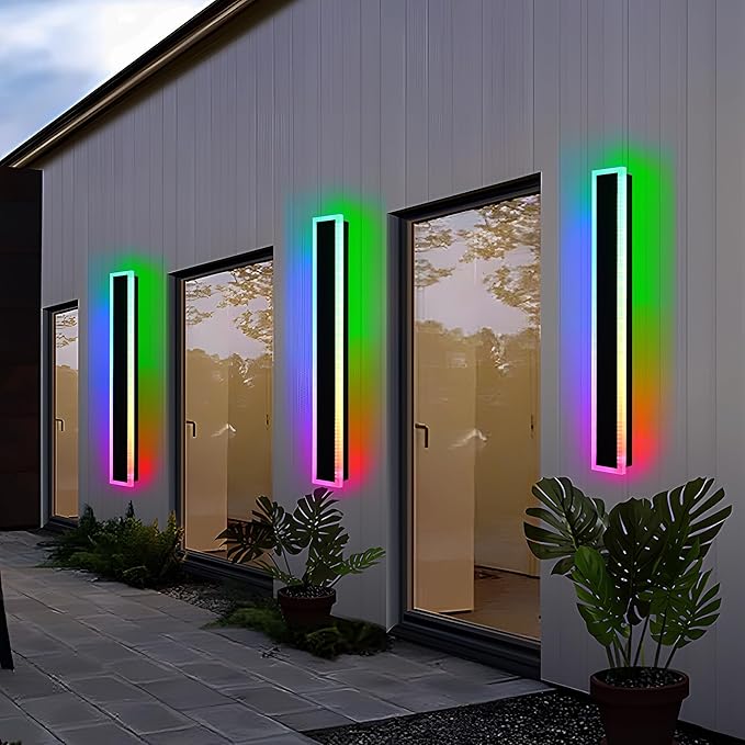 MELUCEE 2 Pack 32 Inch Long Outdoor RGB Wall Light Waterproof IP65 LED Wall Mount Lighting Fixture Outside Wall Sconce for House Garage Porch Courtyard Remote Control Included