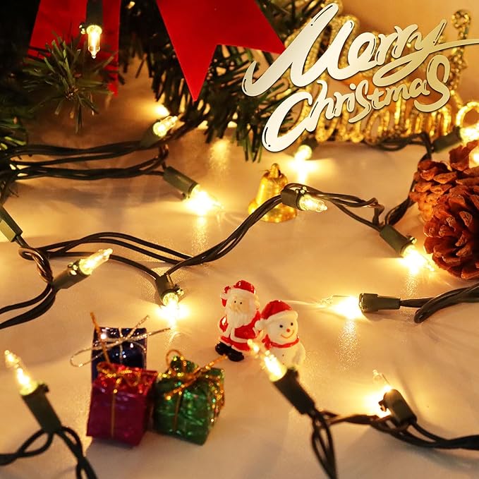 Clear Christmas Lights 66FT 200 Incandescent Bulbs Warm White Mini Lights with Green Wire for Christmas Tree Garland Thanksgiving Wedding Party Home Indoor &amp Outdoor Festival Decoration