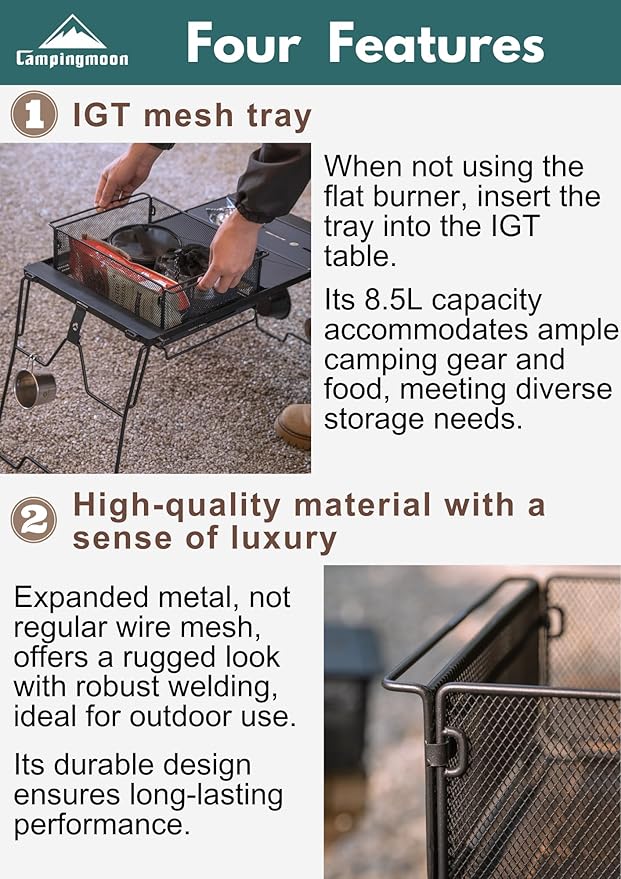 camping moon 2-pack IGT Mesh Box Bridge Table Tray Storage Case CK-24BK-2P