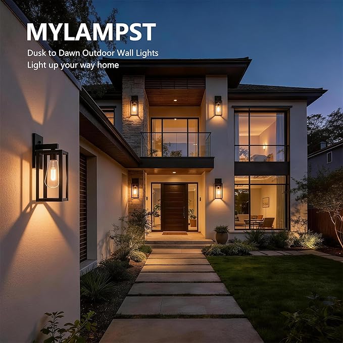 Dawn to Dusk Sensor Outdoor Light Fixture Waterproof Porch Lights Anti-Rust Exterior Wall Lighting Outdoor Wall Lantern for Patio Front Door Garage House