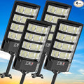 Solar Street Lights Outdoor Waterproof 28000LM 6500K 320° Angle Flood light5730 LED Solar Parking Light with Motion Sensor and Remote Control for Outdoor Streets CourtyardsParking Garages-4Pack