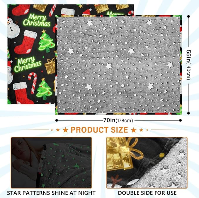 Merry Christmas Snowflakes Lightweight Fuzzy Comfy Blankets for Adults Throw Covers for Living Room Sofa BedParty 50x70 Inches