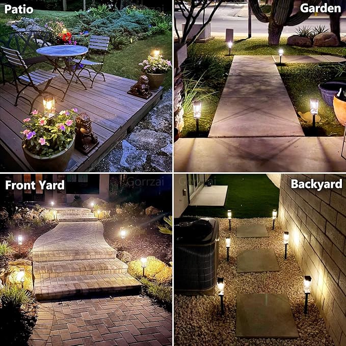 Bright Solar Pathway Lights Outdoor 8 Pack Solar Lights Outdoor LED Waterproof with 3000K Tungsten Filament Bulb Landscape Lighting for Yard Driveway Garden Walkway Lawn Path