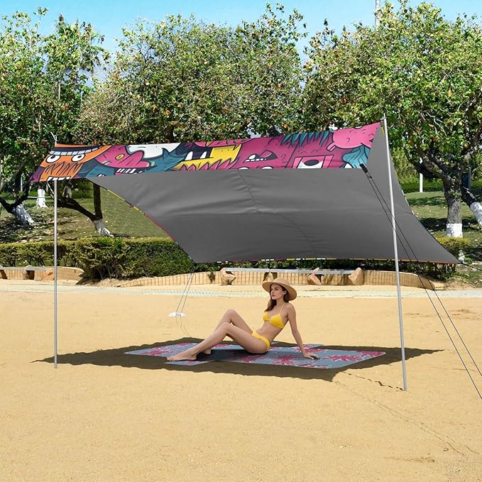 Beach Tent Sun Shelter Cartoon Monster Funny Lightweight &amp Easy Setup Beach Shade Canopy for Camping Fishing