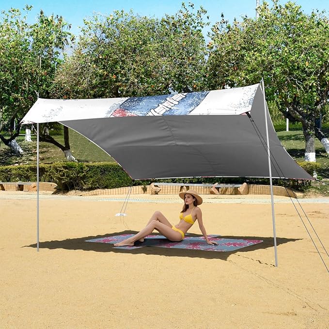 Rugby Pattern (34) Camping Sun Shelter Beach Tent Portable Beach Sun Shade Outdoor Canopy for Camping Trips Fishing Picnic