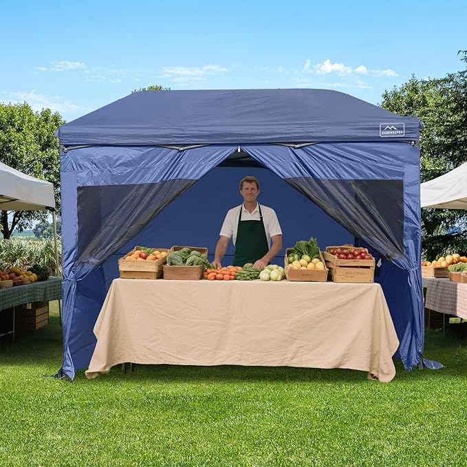 KAMPKEEPER 5pcs Sidewalls for 10X10 Commercial Instant Canopy Tent Converts Canopies into Tent for Camping with Removable SUV Tailgate (Canopy Pole/Shelter NOT Included) (Blue)