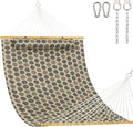Lazy Daze Hammocks 12FT Quilted Fabric Hammock with Soft Pillow Double 2 Person Tree Hammock with Spreader Bar for Outside Patio Poolside Backyard Beach 450 lbs Capacity Amber Dots